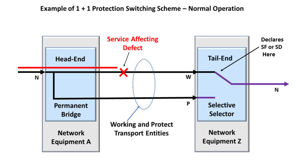1+1 Protection Switching Architecture - Defect Condition
