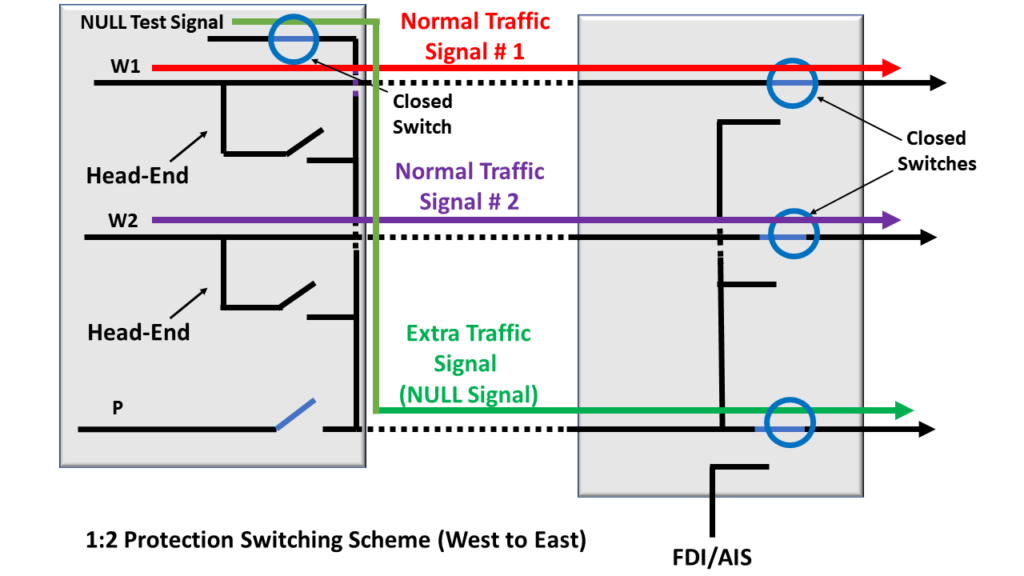 1:2 Protection Switching scheme using the NULL Signal