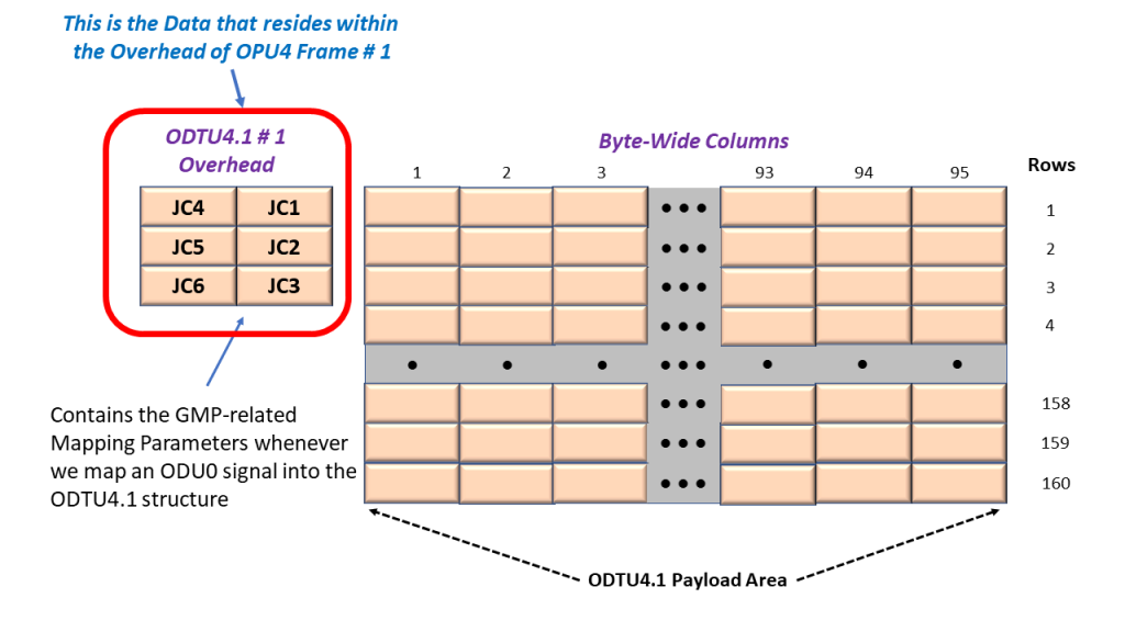 ODTU4.1 Overhead Data Highlighted within the ODTU4.1 Frame