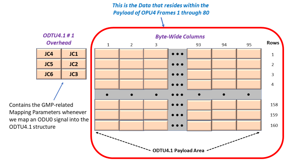 ODTU4.1 Frame with the Payload Data Highlighted