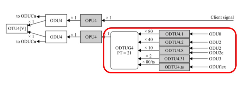 ITU-T G.709 - Mapping/Multiplexing ODUj Tributaries into ODU4 - PT = 0x21