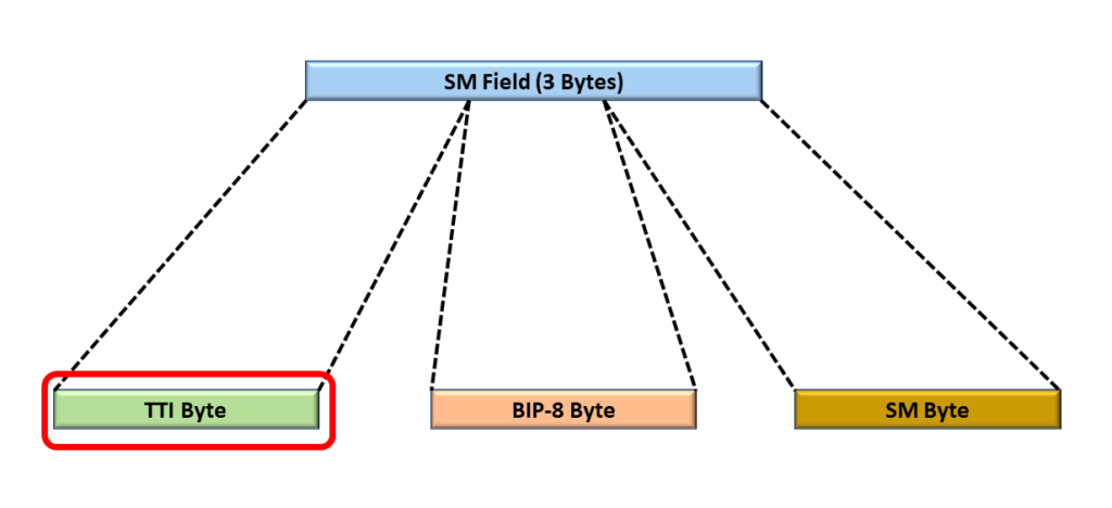 Section Monitoring Field with the TTI (Trail Trace Identifier) Byte-field highlighted